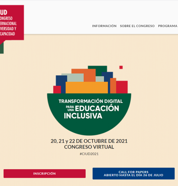 FUNDACIÓN ONCE CELEBRARÁ SU V CONGRESO INTERNACIONAL UNIVERSIDAD Y DISCAPACIDAD DEL 20 AL 22 DE OCTUBRE DE 2021