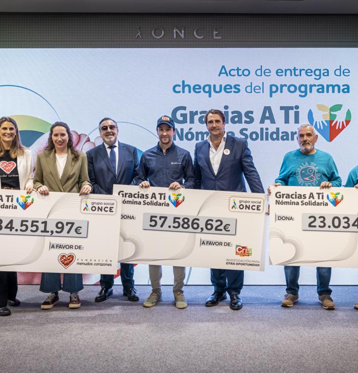 Los trabajadores del Grupo Social ONCE donan más de 115.000 euros a tres proyectos sociales con el programa de nómina solidaria Gracias A Ti