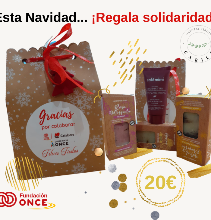 Detalle del pack solidario de Cariló cosméticos y Fundación ONCE